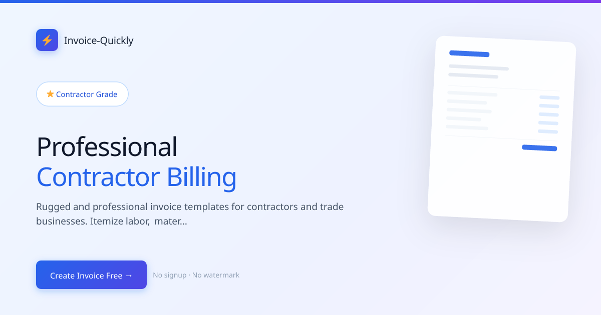 Contractor Invoice Templates — Professional Billing for Pro Trades ...